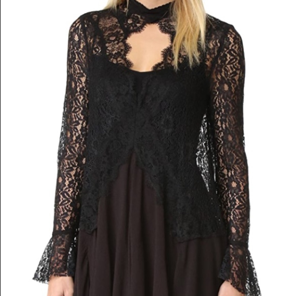 FREE PEOPLE Black Lace Tunic Size M